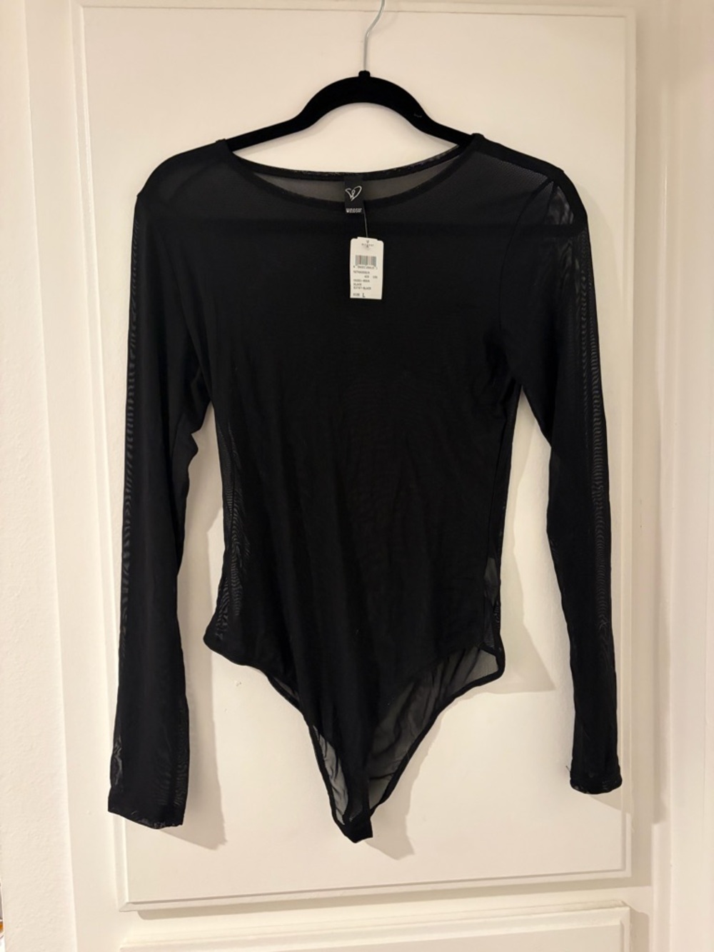 Windsor Black Sheer Long-Sleeve Bodysuit